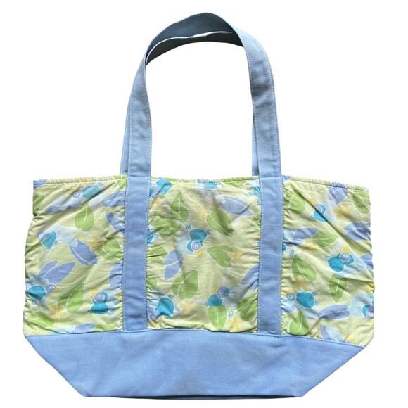 Lilly Pulitzer Tote Bag 19 X 12 X 6" Medium Canvas Blue Tropical Bird Graphic - Picture 2 of 16